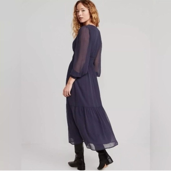 Old Navy Waist Defined Smocked Maxi Chiffon Dress - Picture 3 of 8
